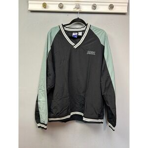 Vintage Bike Windshirt XL Black Sage Green V-Neck Nylon Pullover Windbreaker